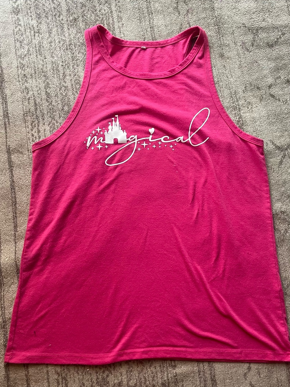 Disney Hot Pink Women's Tank Top with White 'Magical' Script